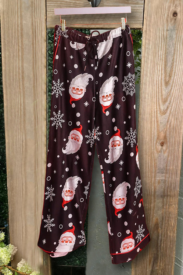 Santa Collared Button Down Pajama Sets