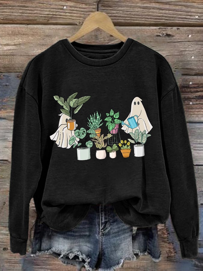 Women's Halloween Print Long Sleeve Sweatshirt