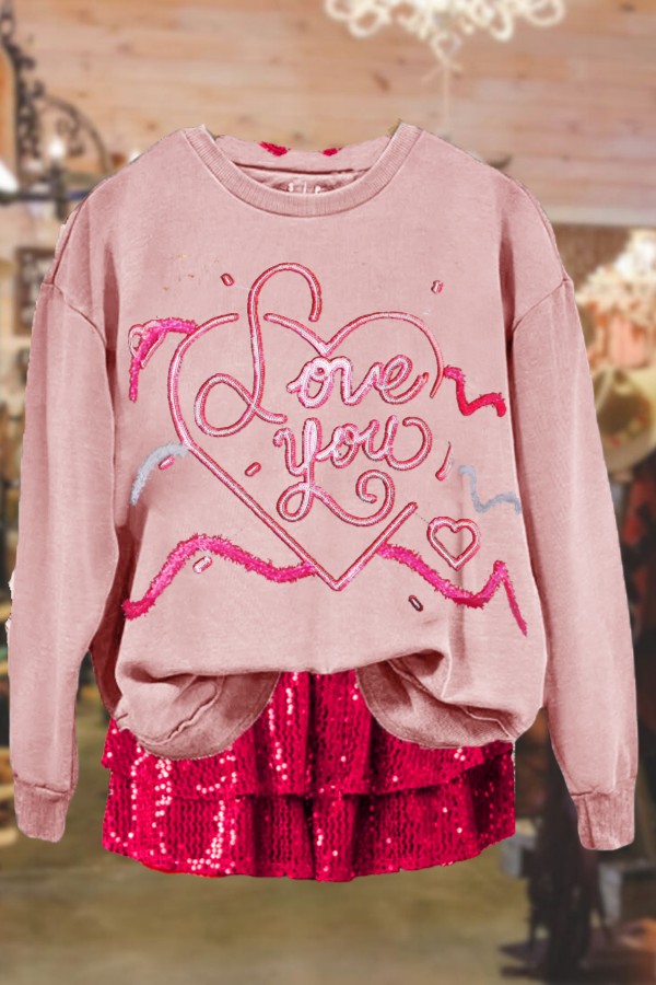 Valentine's Day Love Sequin Sweatshirt
