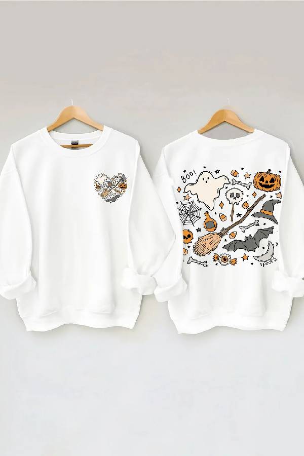 Ghost Outline Spooky Season Sweatshirt