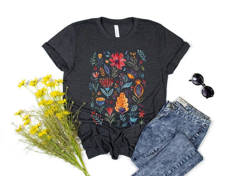 T-shirt vintage à fleurs sauvages