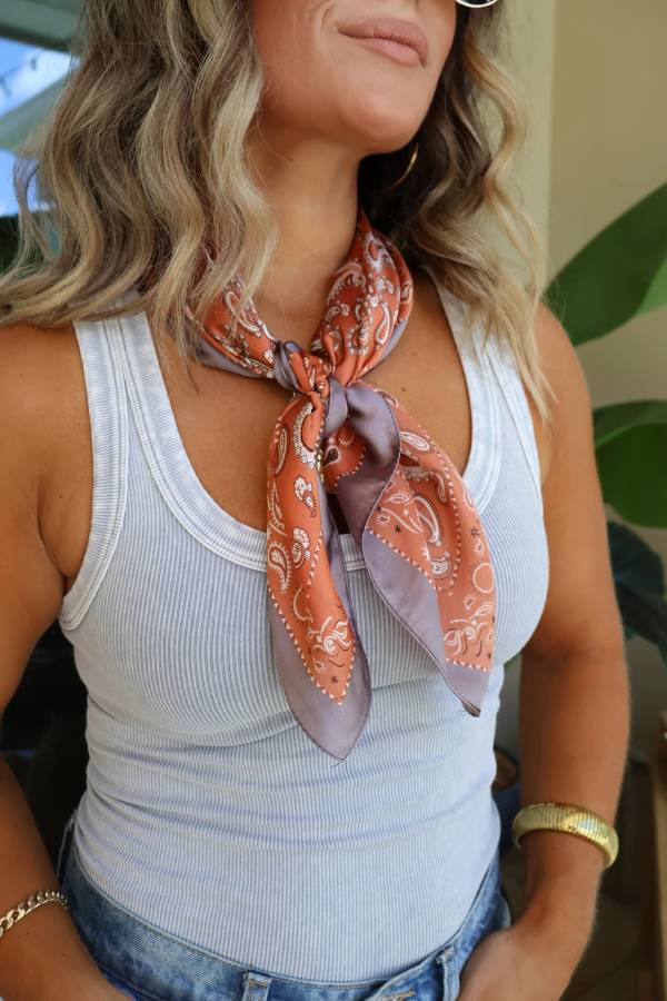 Bohemian Muse Scarf Orange Paisley