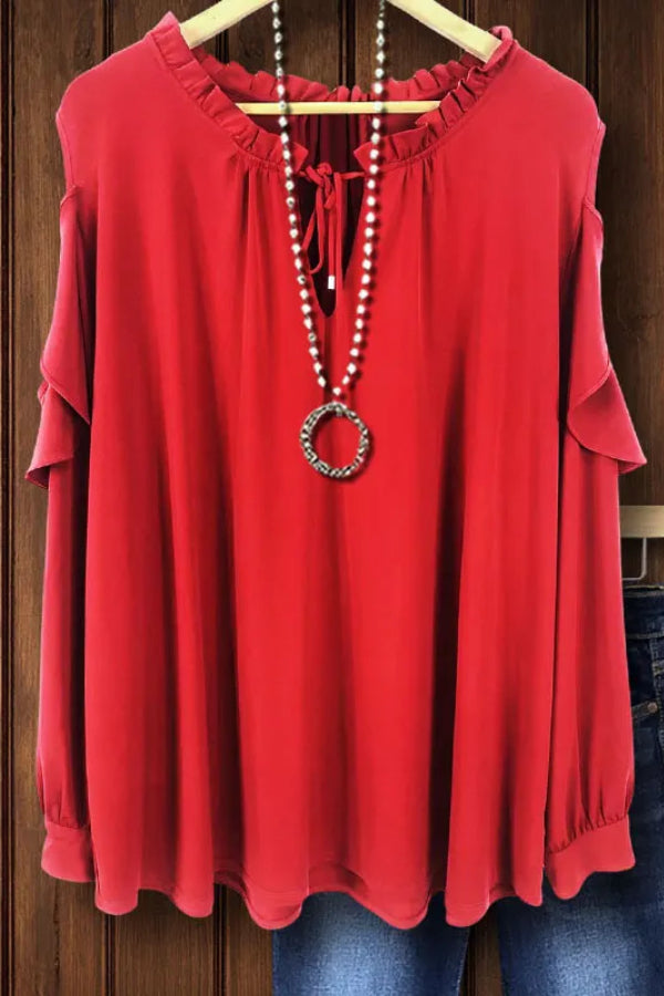 RUFFLED COLD SHOULDER TOP