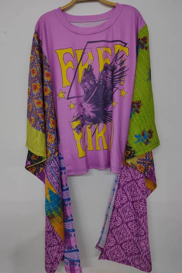 Free Bird Floral Sleeve Tee