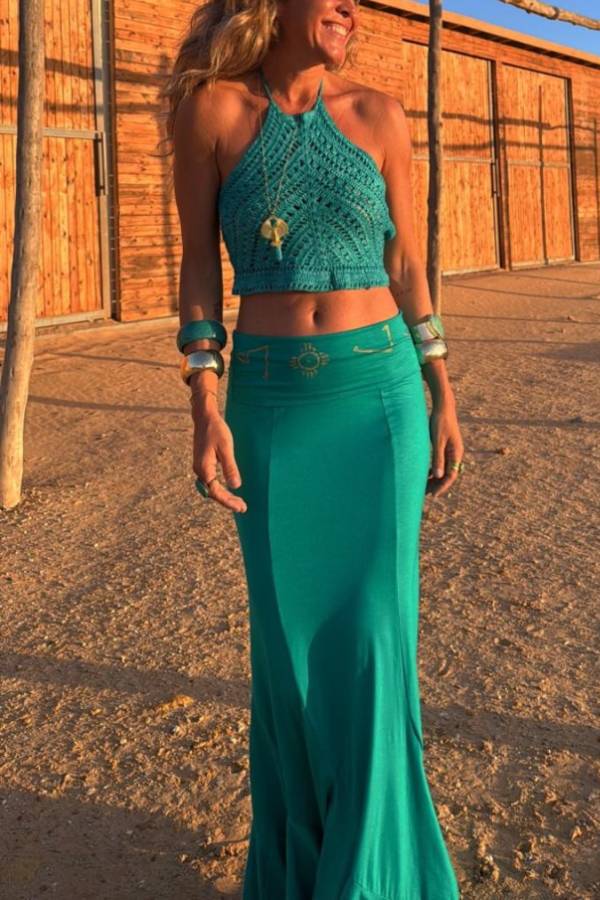 CALOS turquoise crochet top