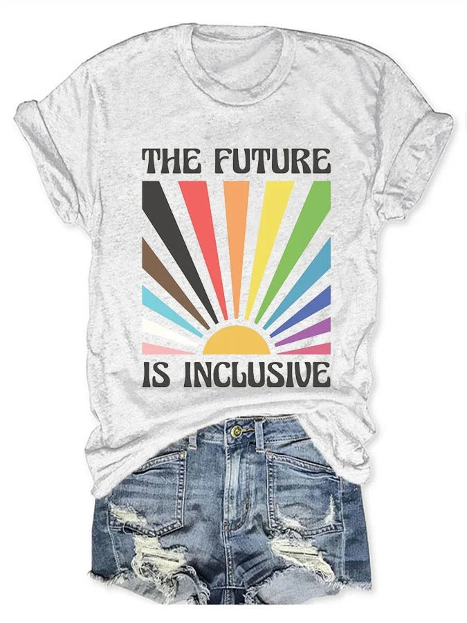 Women's LGBTQ The Future Is Inclusive Print Crew Neck T-Shirt