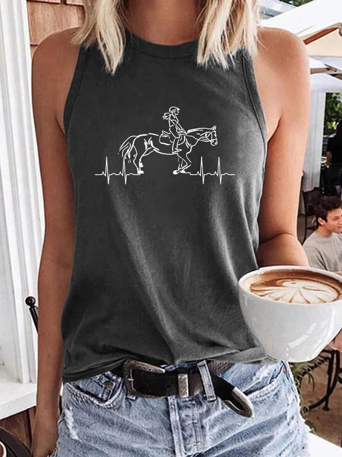 Gilet imprimé cheval artistique pour femme