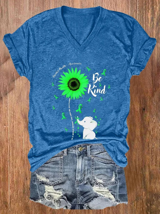 T-Shirt mit Aufdruck „Mental Health Awareness“ für Damen