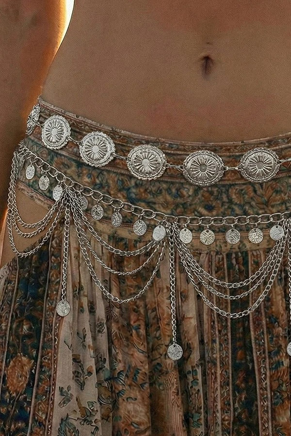 Vintage-style Ethnic Openwork Floral Body Chain