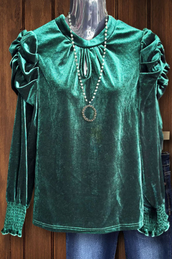 VINTAGE VELVET RUCHED TOP