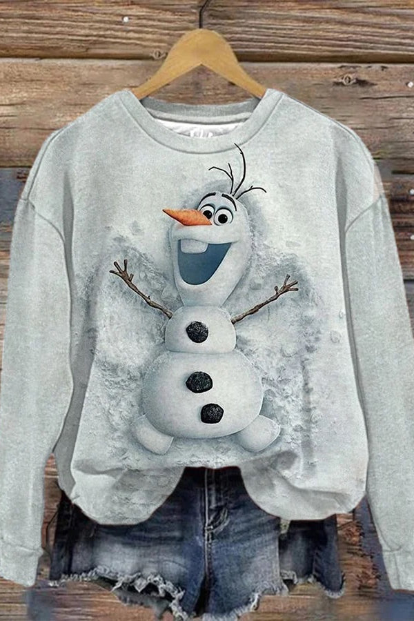 Lässiges Damen-Sweatshirt mit Schneemann-Aufdruck