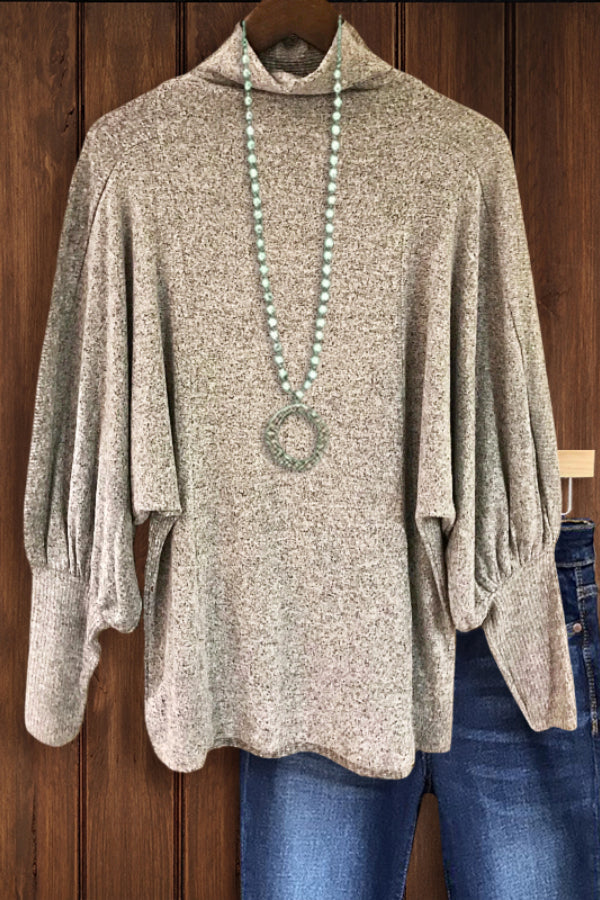 TURTLENECK RIBBED PATCH TOP