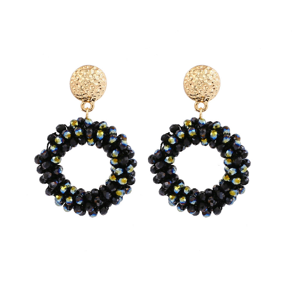 Boucles d'oreilles à tige en cristal tissées à la main
