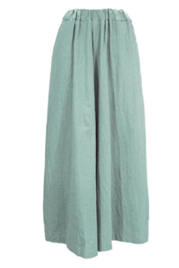Sommer Damenmode Einfarbige Baumwolle Weite Beinhose Freizeithose