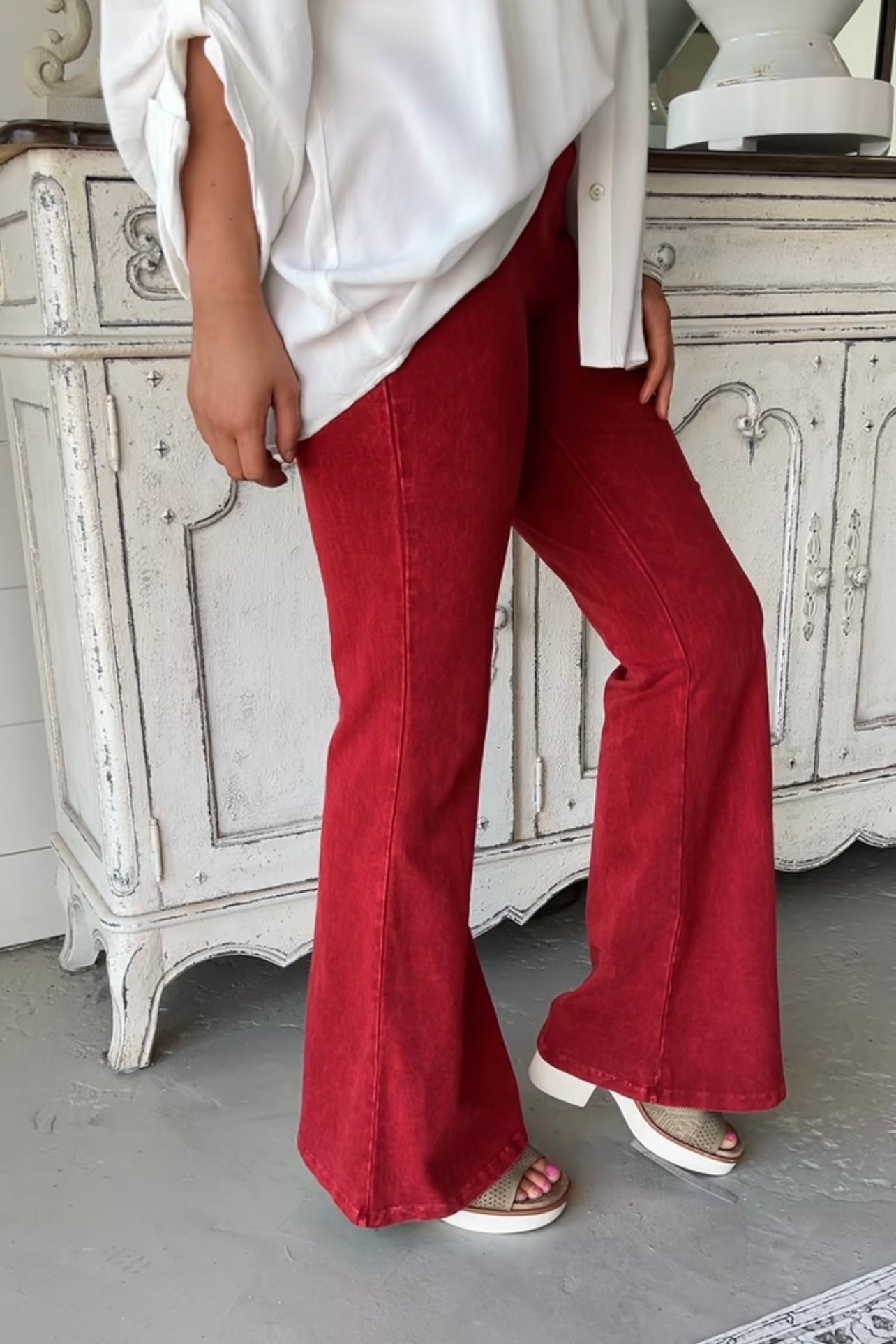 Solid Color Flared Pants
