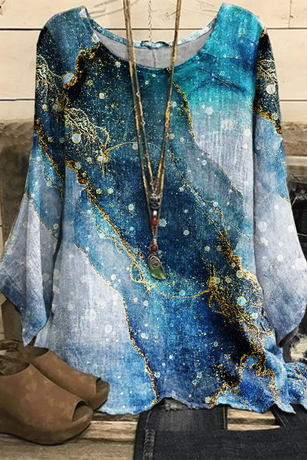 Textured Sunshine Crew Neck Women's Top Long Sleeve T-Shirt