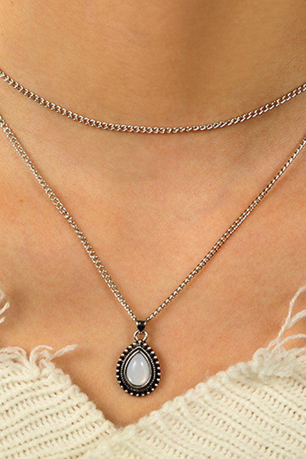 Water Drop Alloy Diamond Double-layer Necklace