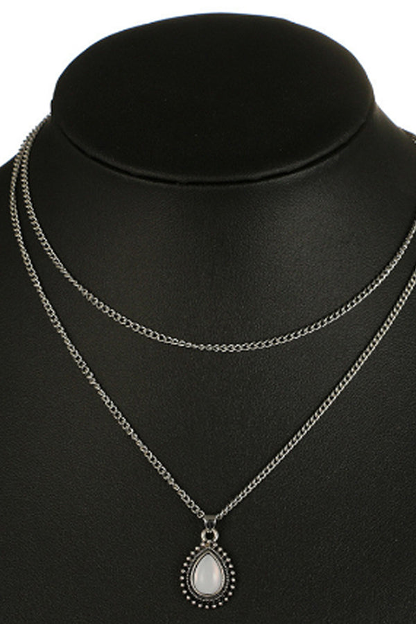 Water Drop Alloy Diamond Double-layer Necklace