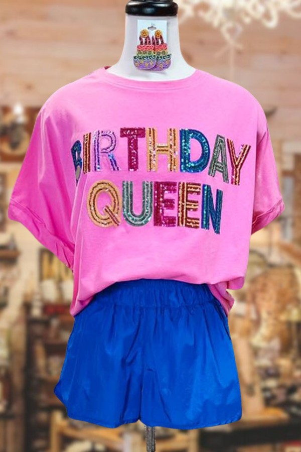 Sequin Birthday Queen T-shirt