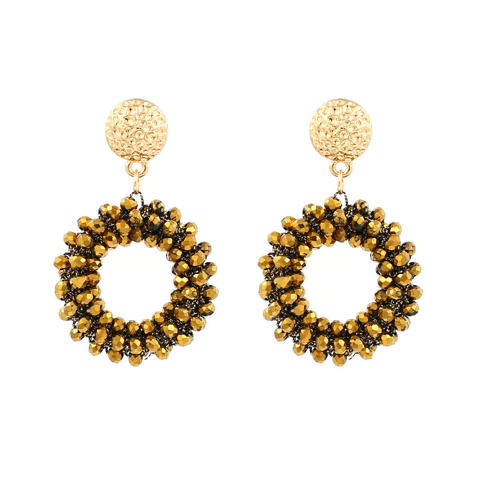 Boucles d'oreilles à tige en cristal tissées à la main