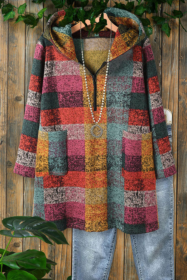 Classic Check Print Pockets Top