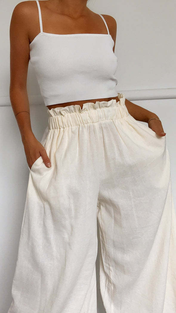 Sommerhose mit hoher Taille und weitem Bein