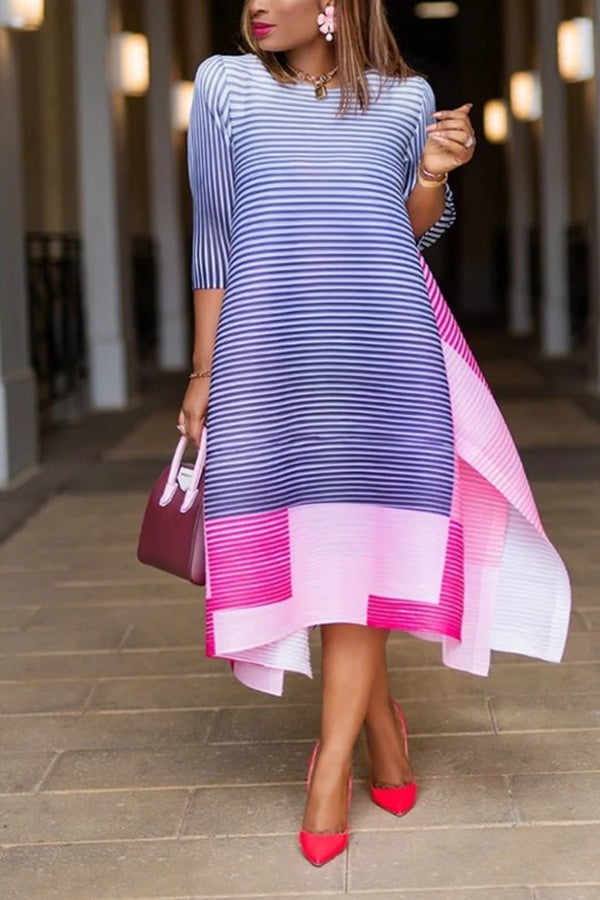 Robe ample à rayures et coutures tendance