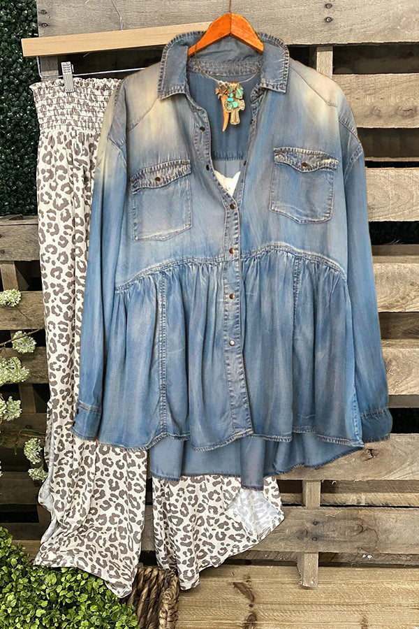 Lässige Jeansbluse mit Taschen