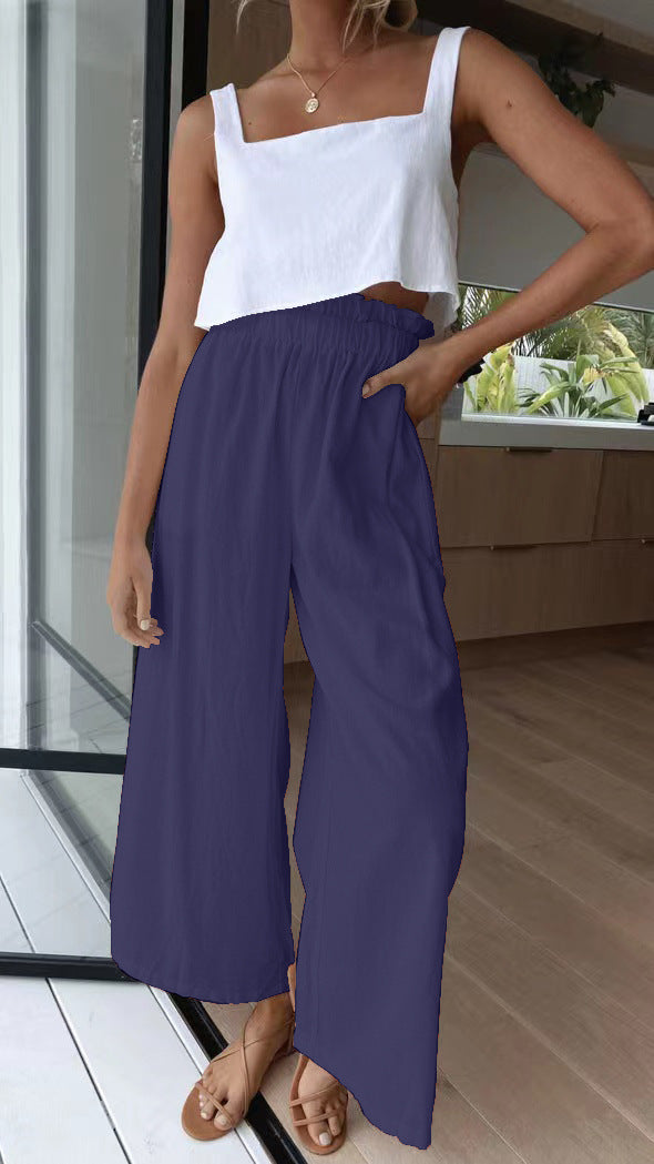Sommerhose mit hoher Taille und weitem Bein