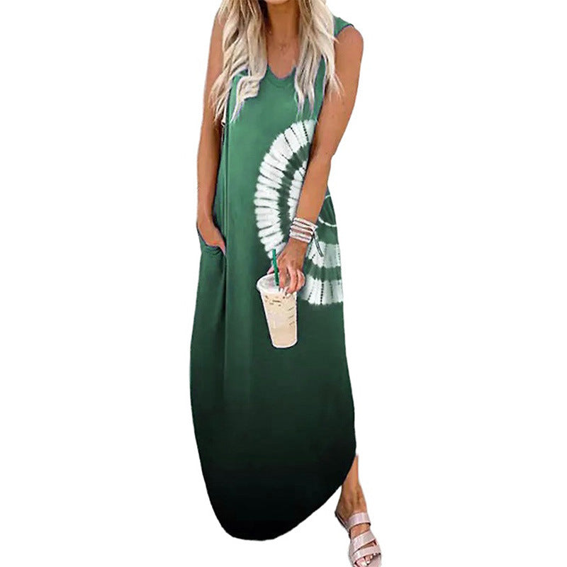 Ärmelloses Freizeitkleid mit Batikmuster