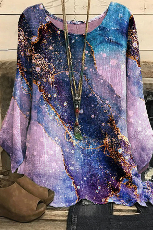 Textured Sunshine Crew Neck Women's Top Long Sleeve T-Shirt