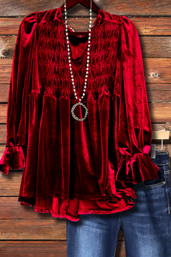 VINTAGE VELVET GATHERED TOP