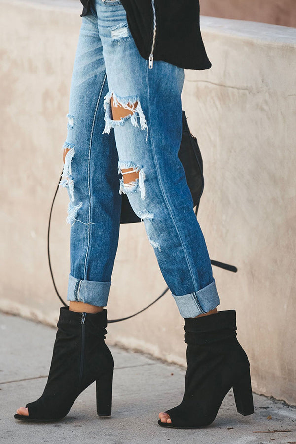 Zerrissene Streetstyle-Jeans mit geradem Bein