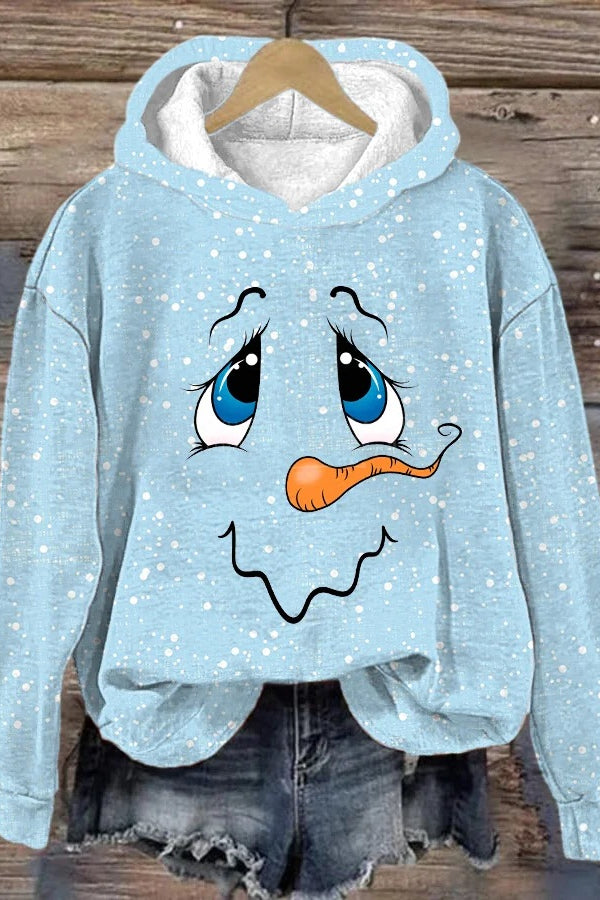 Damen-Kapuzenpullover mit weihnachtlichem Schneemann-Print