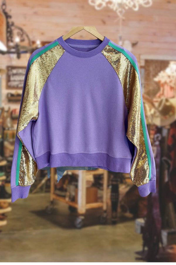 Sequin Patchwork Mardi Sweatshirt