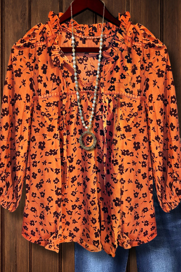 Haut à imprimé floral pastoral