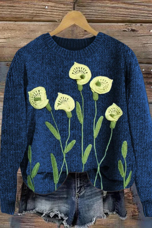 Calla lilies Crochet Art Cozy Knit Sweater
