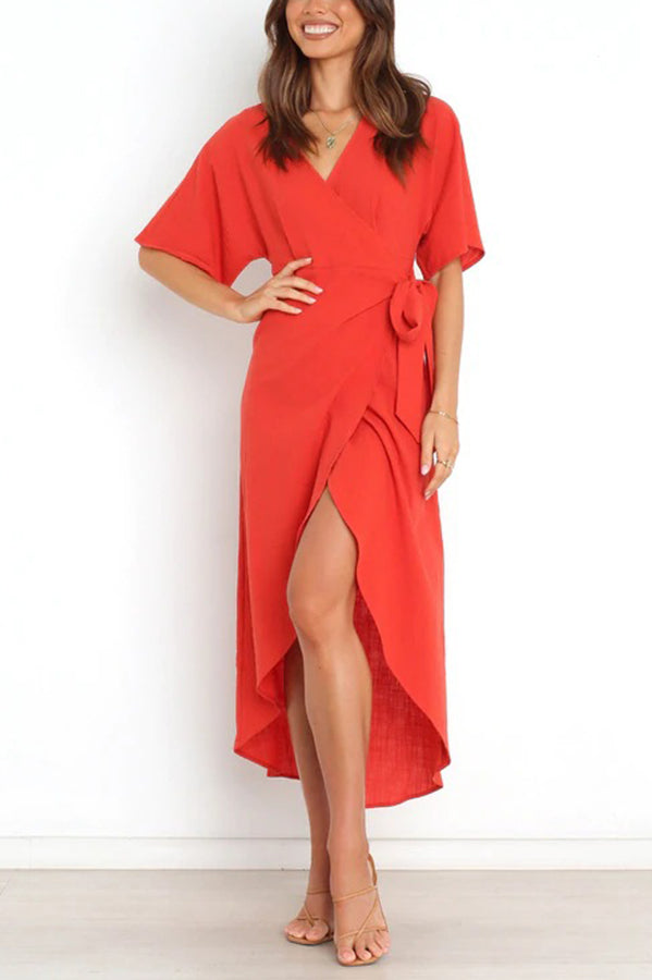 Circus Wrap High Low Midi Dress