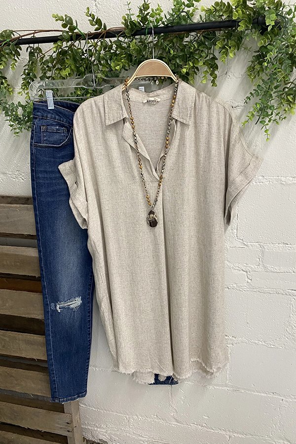 Casual Short-sleeved V-neck Blouse