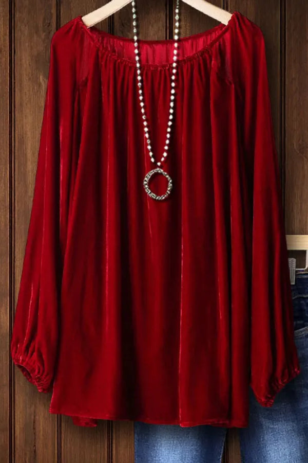 VELVET CREW TOP IN RED