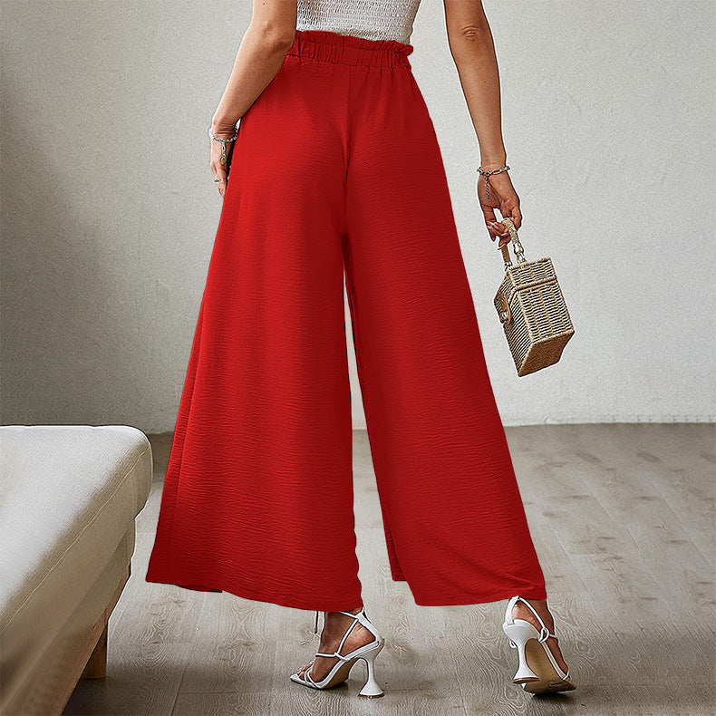 Neue lockere, hoch taillierte, plissierte Hose mit weitem Bein und Fliege