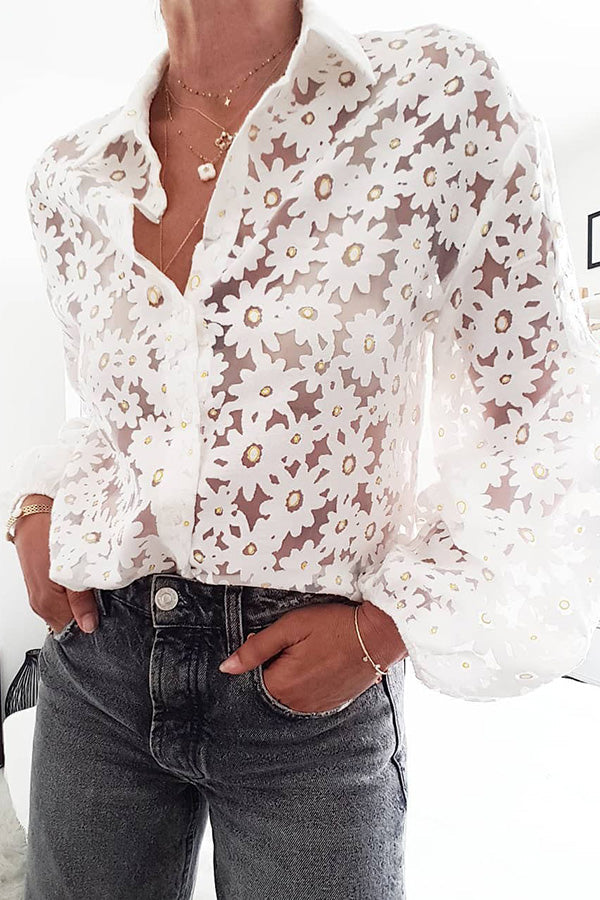 Kristy Daisy Tulle Button Up Shirt