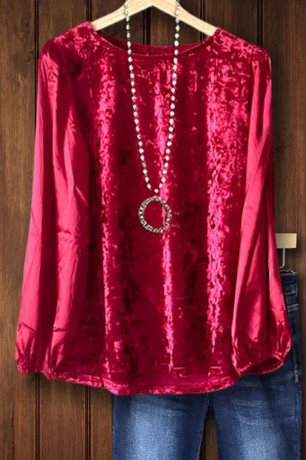 SHINY VELVET PATCHWORK TOP