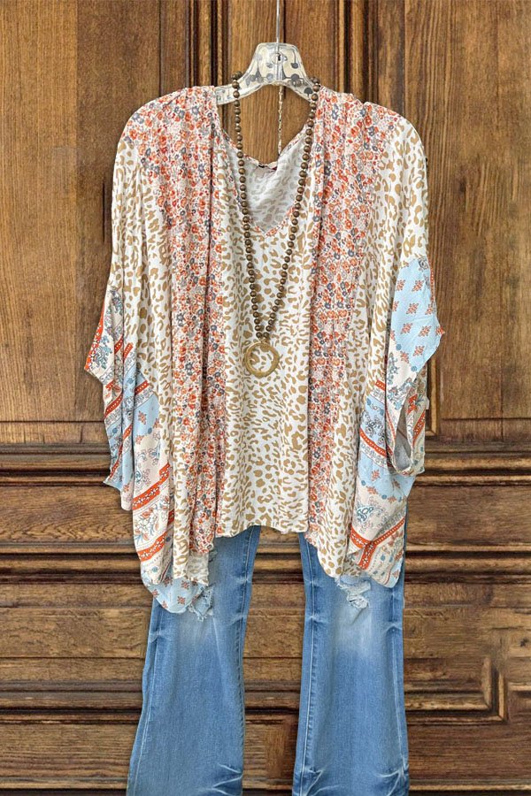 Chemisier à col en V et imprimé floral