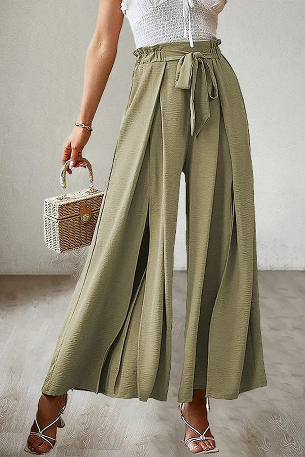 Neue lockere, hoch taillierte, plissierte Hose mit weitem Bein und Fliege