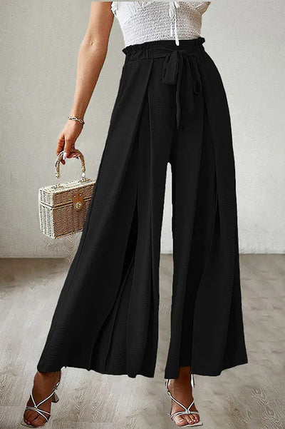 Neue lockere, hoch taillierte, plissierte Hose mit weitem Bein und Fliege