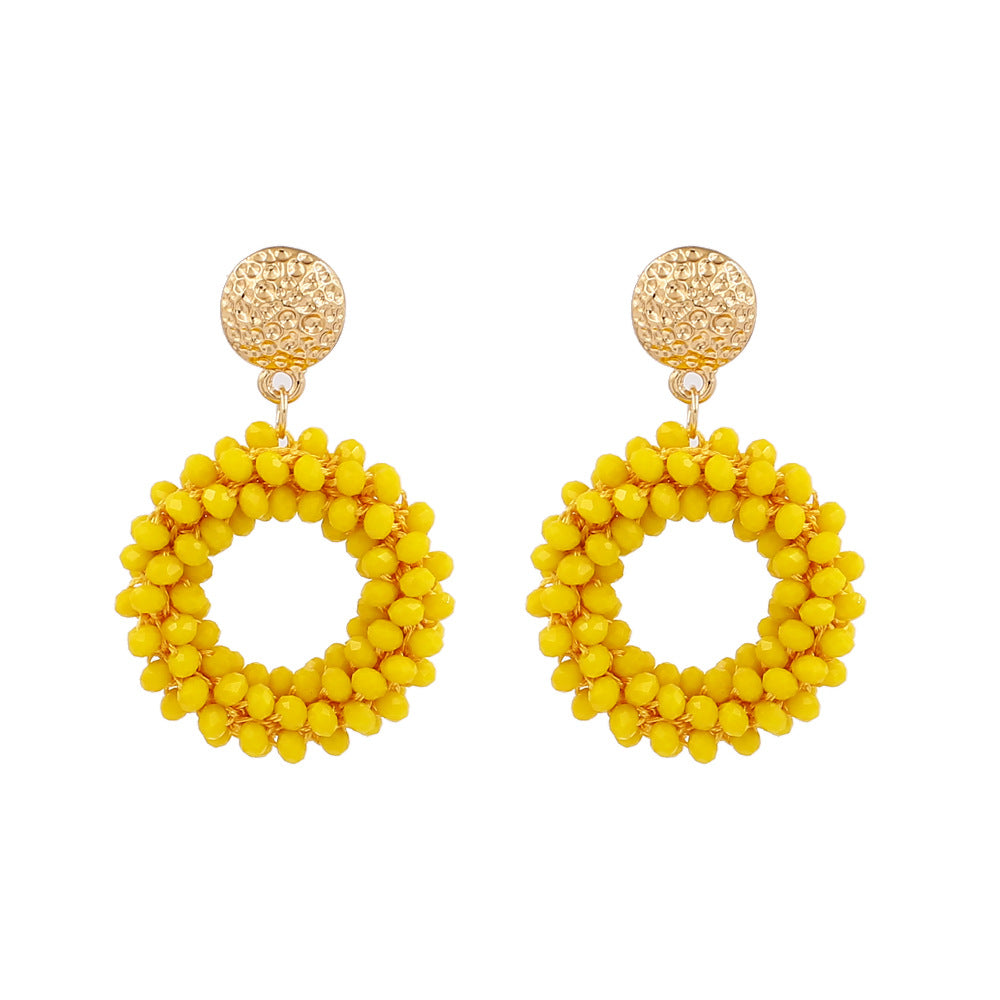 Boucles d'oreilles à tige en cristal tissées à la main