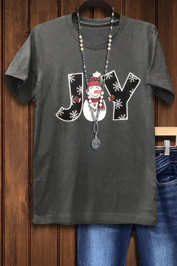 JOY SNOWMAN PRINTED TEE