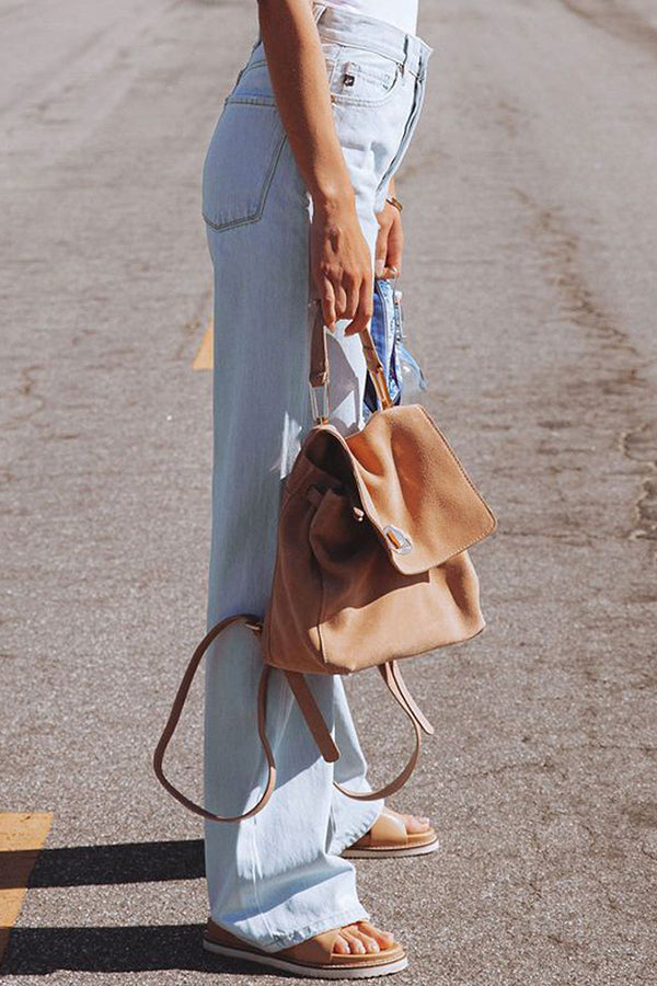 High Waist Denim Hose mit Löchern Washed