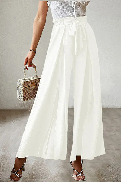 Neue lockere, hoch taillierte, plissierte Hose mit weitem Bein und Fliege